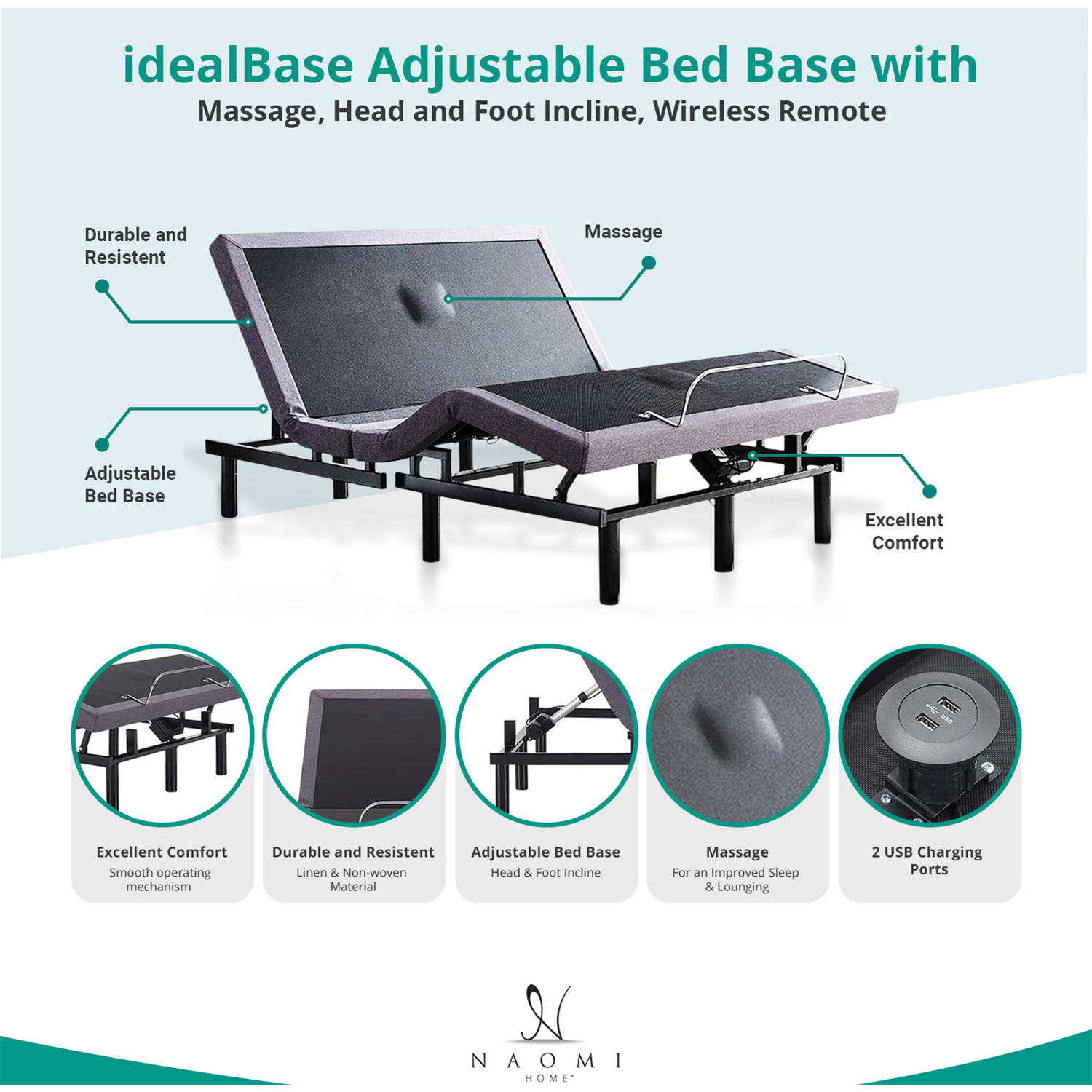 Modern Style Electric Adjustable with Memory Foam Mattress Massage Bed -  China Massage Bed, Adjustable Bed Supplier