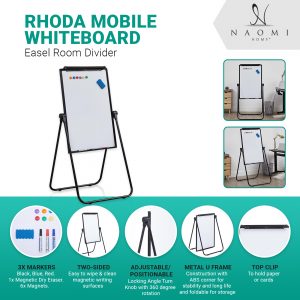 Naomi Home Rhoda Mobile Whiteboard Easel Room Divider