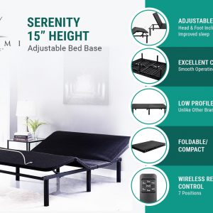 Naomi Home Serenity 15″ Height Adjustable Bed Base