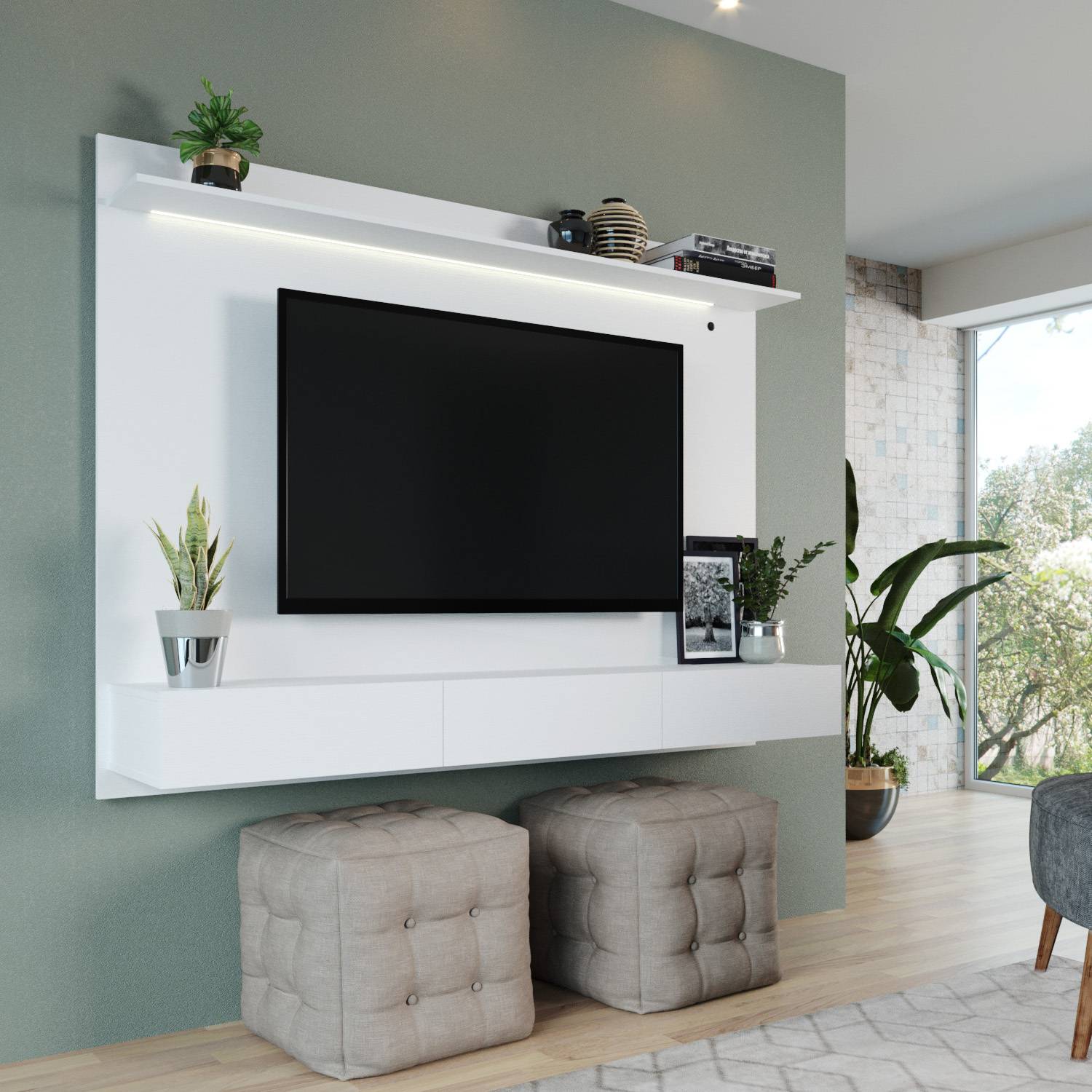 Forkludret Partina City Charmerende Naomi Home Bliss Wall-Mounted Entertainment Center - Naomi Home