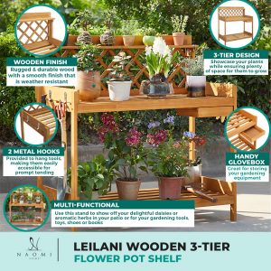 Naomi Home Leilani Wooden 3 Tier Flower Pot Shelf