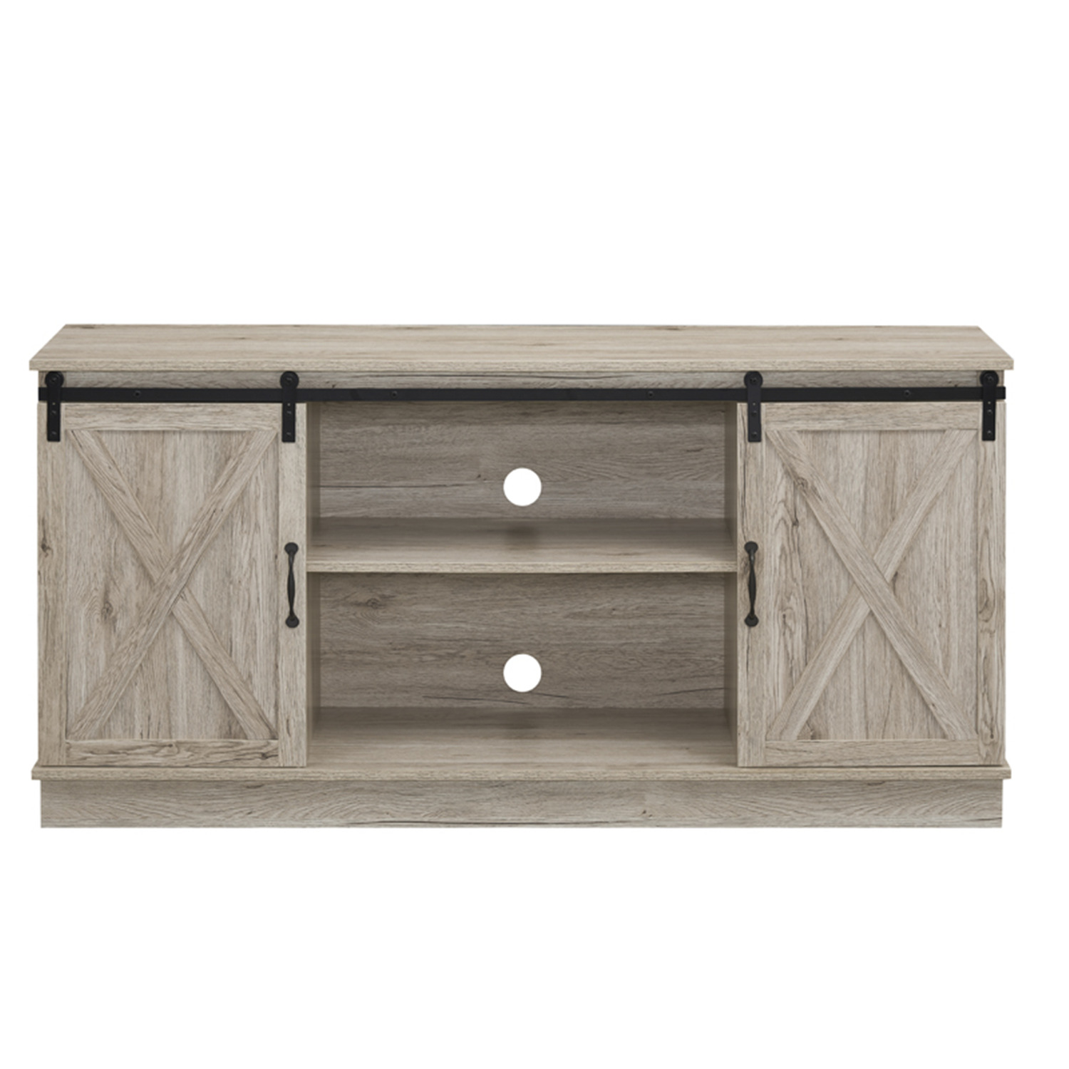 Naomi Home Rylee Farmhouse Style 60" TV Console Cabinet With Sliding Barn Doors