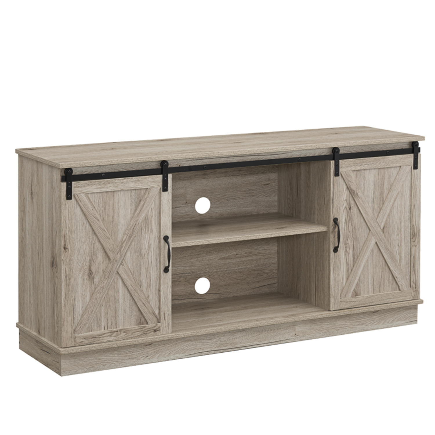 Naomi Home Rylee Farmhouse Style 60" TV Console Cabinet With Sliding Barn Doors