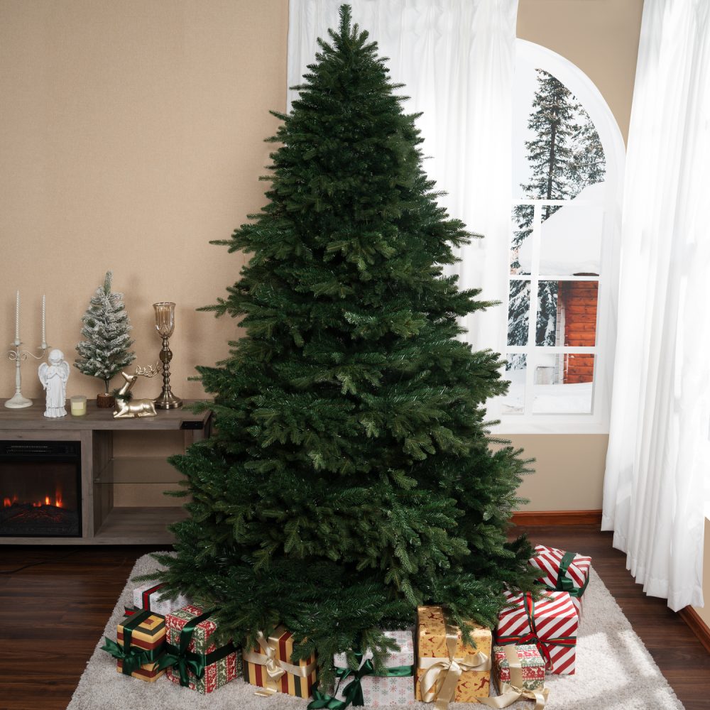 Cynthia Prelit Artificial Christmas Tree, Realistic Rustic Christmas Tree with Lights by Naomi Home - 1