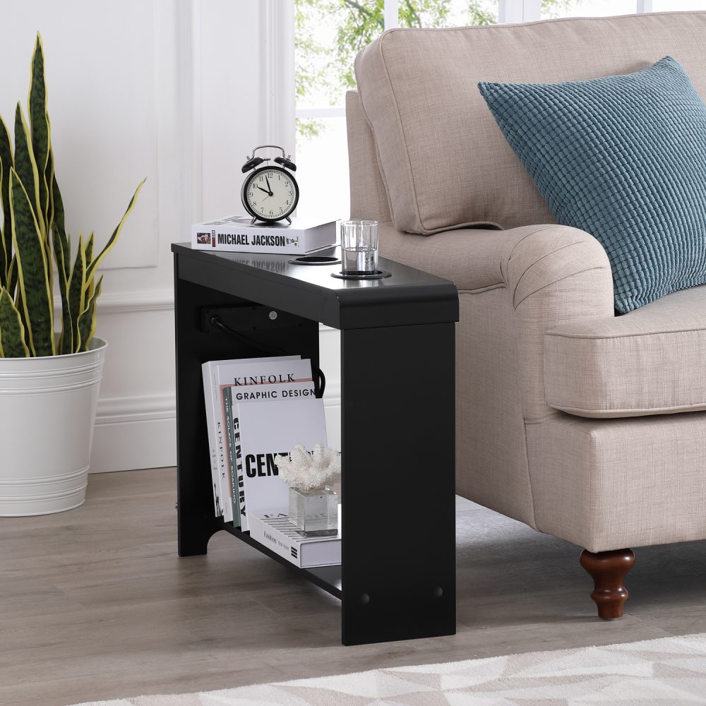 Jade Chairside Table with USB Ports & Outlets by Naomi Home - 1