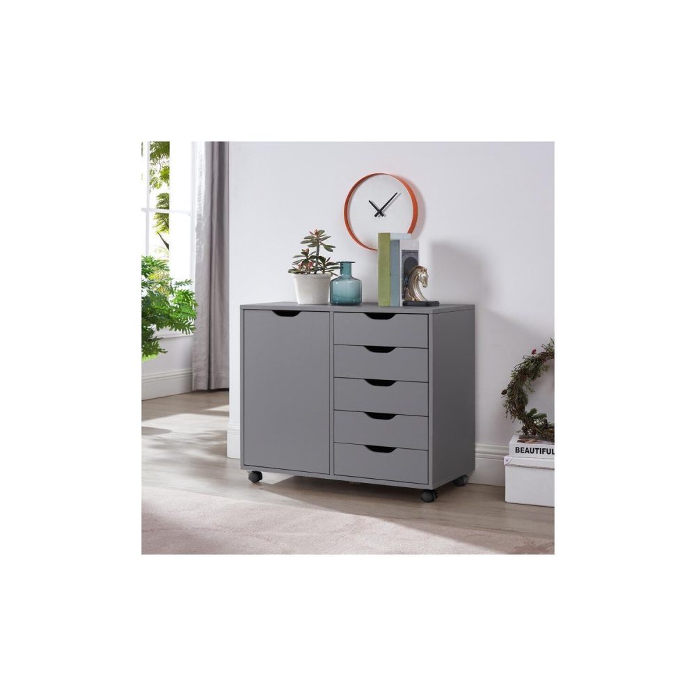 Naomi Home Amy 5-Drawer Office File Storage Cabinet with Shelves, White - 12