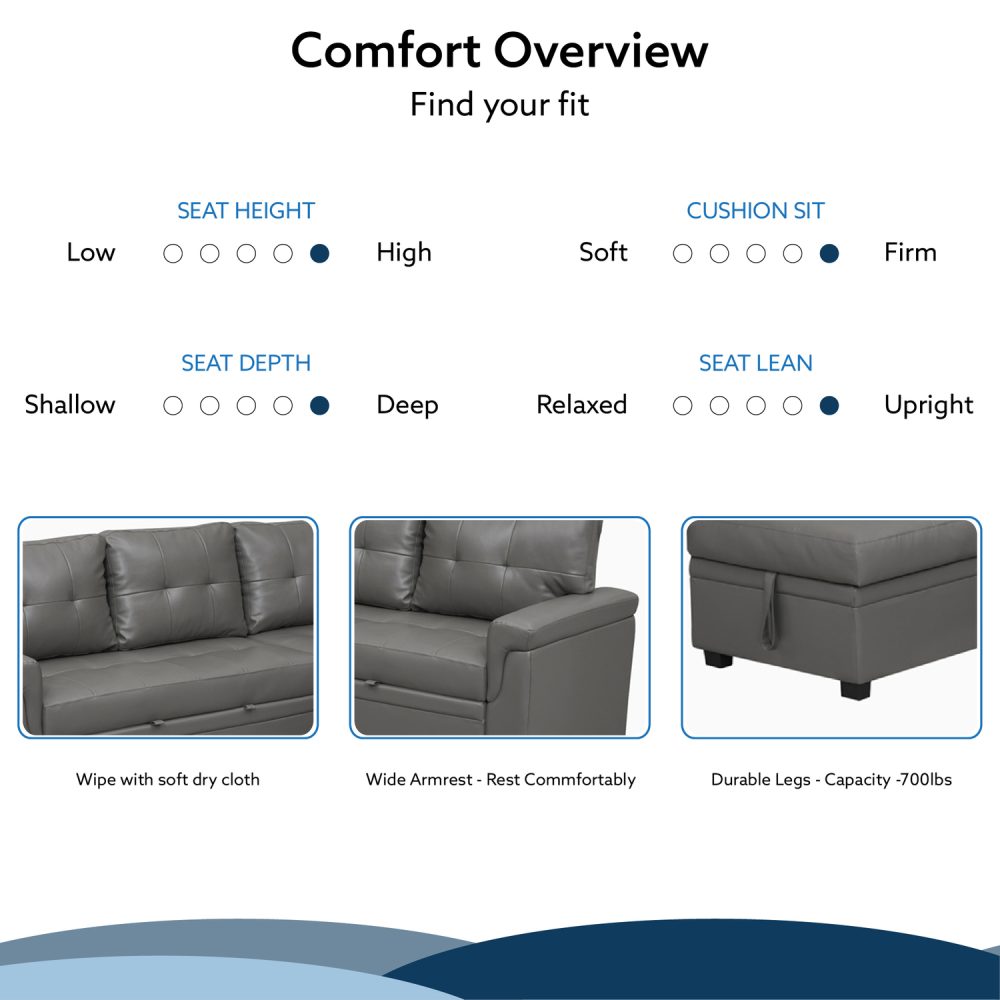 Laura Reversible Sleeper Sectional Sofa with Storage Chaise by Naomi Home - 4