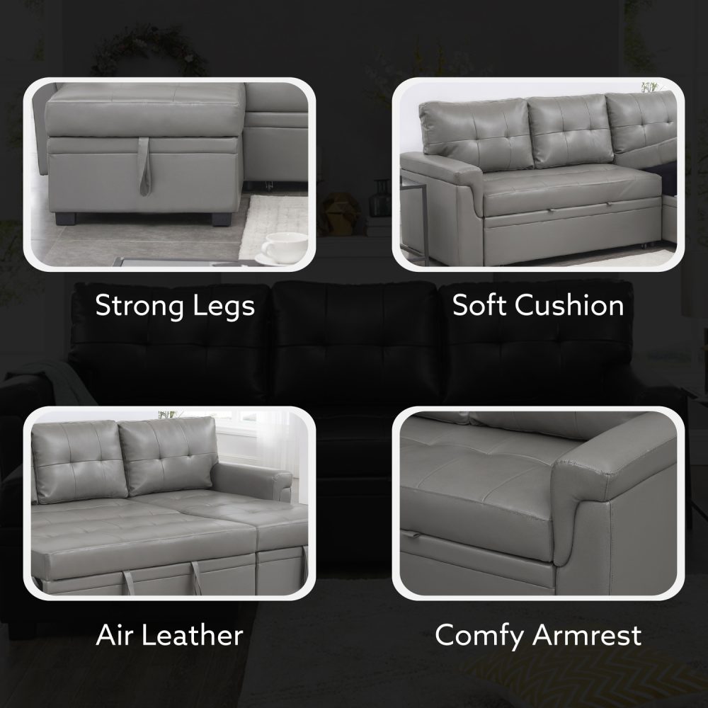 Laura Reversible Sleeper Sectional Sofa with Storage Chaise by Naomi Home - 5