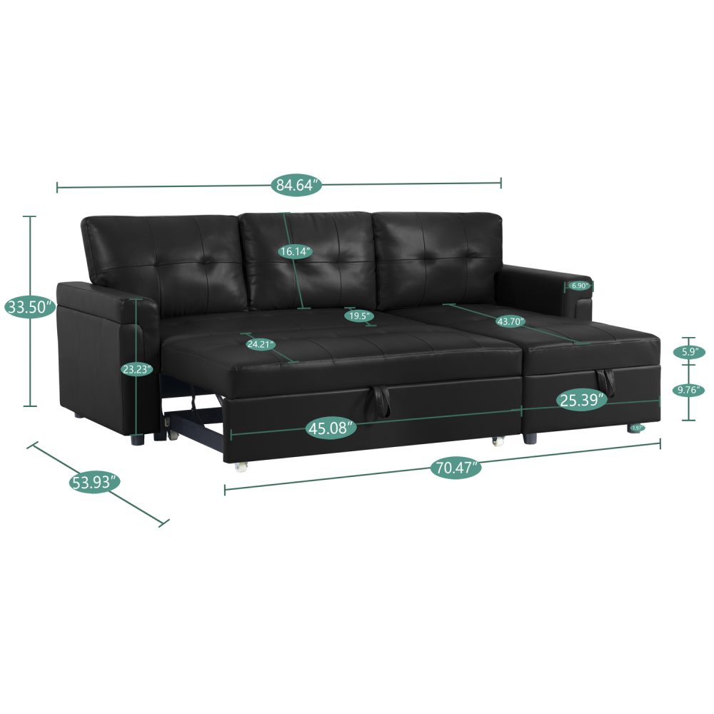 Laura Reversible Sleeper Sectional Sofa with Storage Chaise by Naomi Home - 8