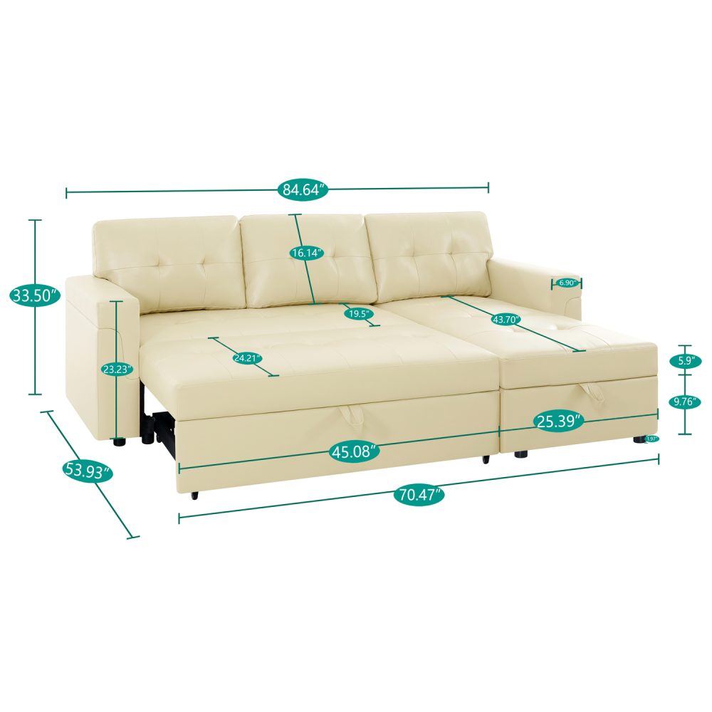 Laura Reversible Sleeper Sectional Sofa with Storage Chaise by Naomi Home - 23