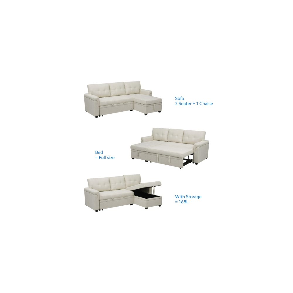 Laura Reversible Sleeper Sectional Sofa with Storage Chaise by Naomi Home - 24