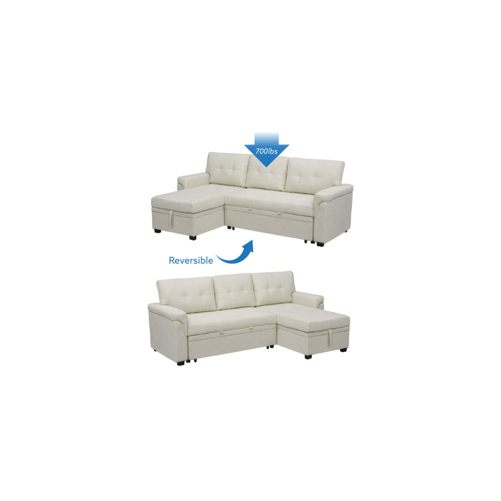 Laura Reversible Sleeper Sectional Sofa with Storage Chaise by Naomi Home - 30