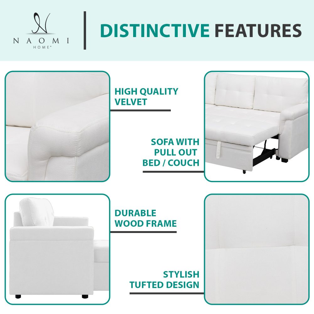 Laura Reversible Sleeper Sectional Sofa with Storage Chaise by Naomi Home - 34