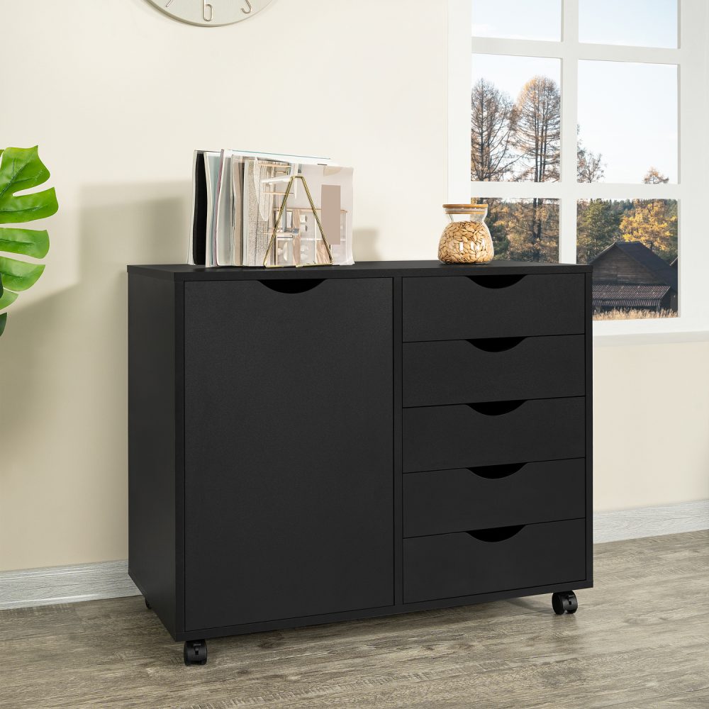 Naomi Home Amy 5-Drawer Office File Storage Cabinet with Shelves, White - 7