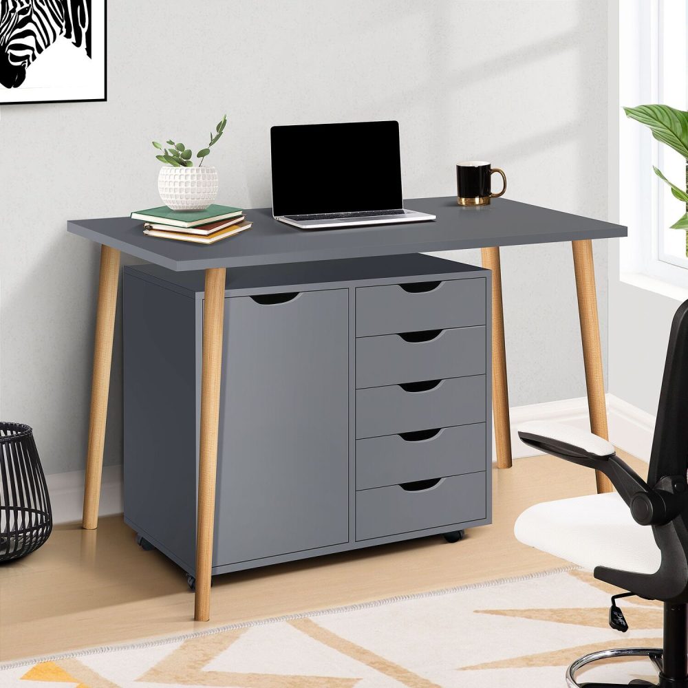 Naomi Home Amy 5-Drawer Office File Storage Cabinet with Shelves, White - 14