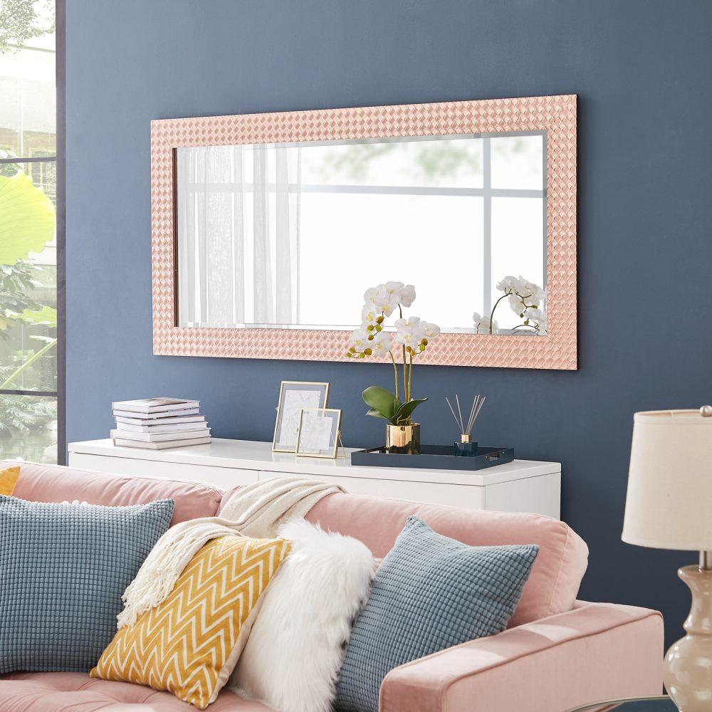 Brenda Glam Beaded Framed Leaner Mirror Beaded Full Length Mirror Wooden Frame Bathroom Mirror 66″ x 32″ Large Framed Decor Wall/Floor Mirror for Living Room, Entryway, Washroom by Naomi Home - 1