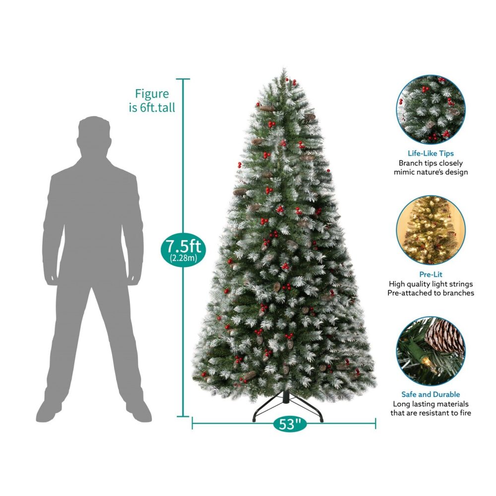 Vancouver Pre-Lit Artificial Spruce Christmas Tree by Naomi Home - 8