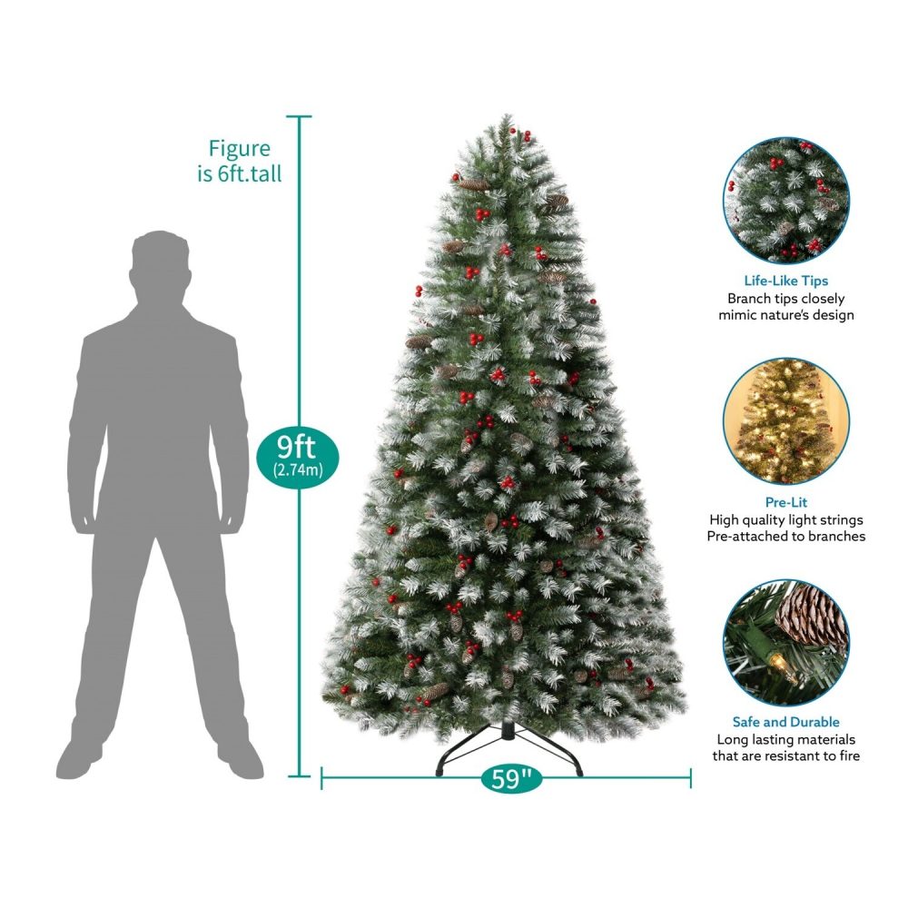 Vancouver Pre-Lit Artificial Spruce Christmas Tree by Naomi Home - 13