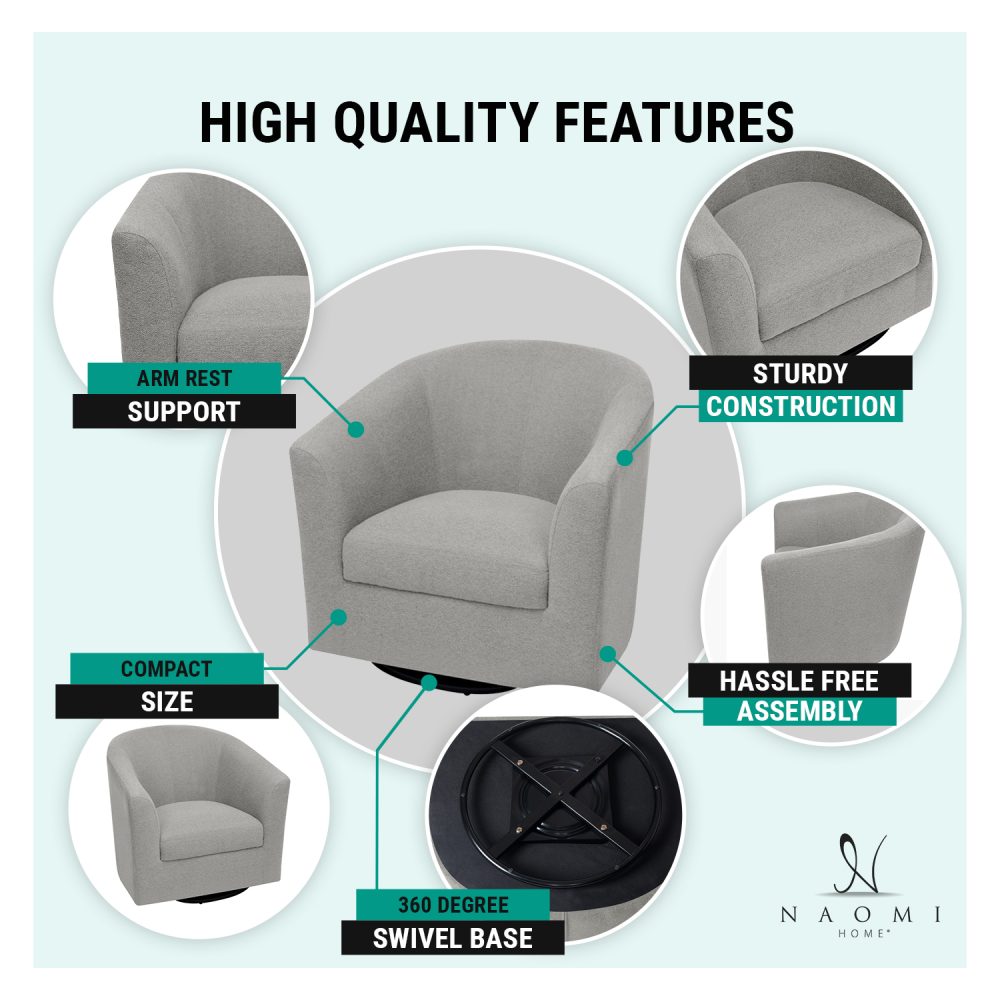 Naomi Home Ariana Swivel Barrel Accent Chair - 20
