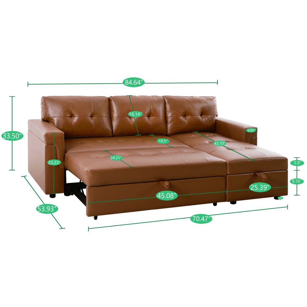 Laura Reversible Sleeper Sectional Sofa with Storage Chaise by Naomi Home - 38