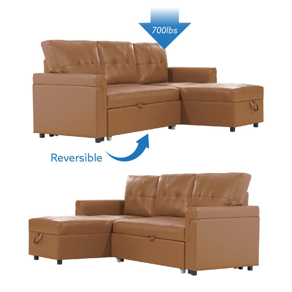 Laura Reversible Sleeper Sectional Sofa with Storage Chaise by Naomi Home - 39