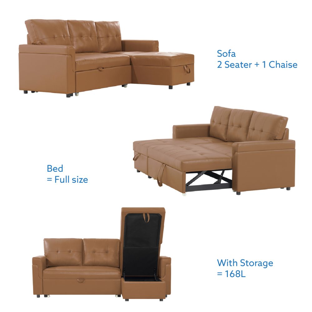 Laura Reversible Sleeper Sectional Sofa with Storage Chaise by Naomi Home - 40