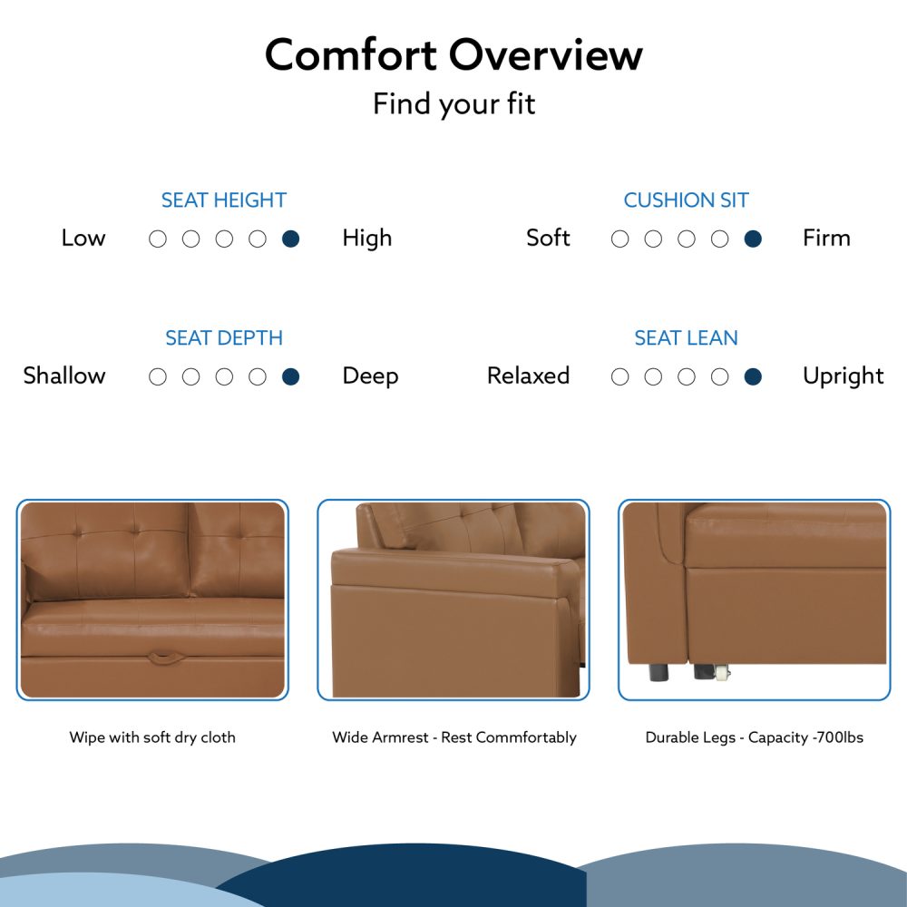 Laura Reversible Sleeper Sectional Sofa with Storage Chaise by Naomi Home - 41