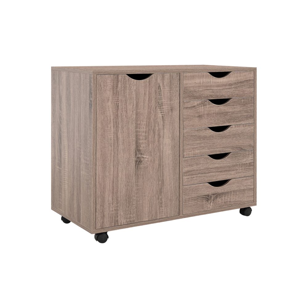 Naomi Home Amy 5-Drawer Office File Storage Cabinet with Shelves, White - 22