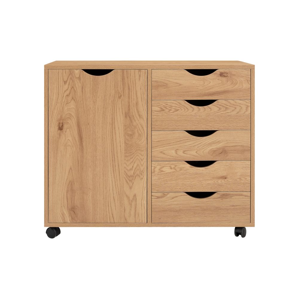 Naomi Home Amy 5-Drawer Office File Storage Cabinet with Shelves, White - 32