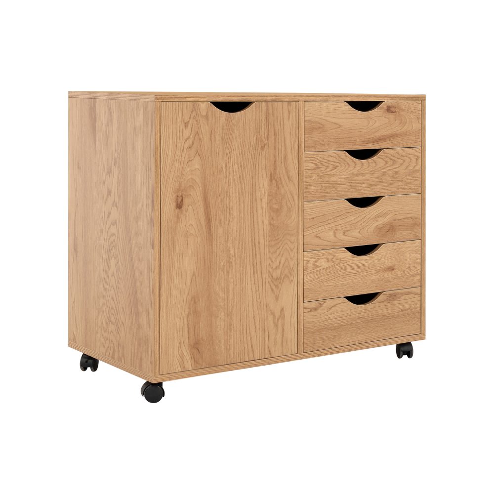Naomi Home Amy 5-Drawer Office File Storage Cabinet with Shelves, White - 33