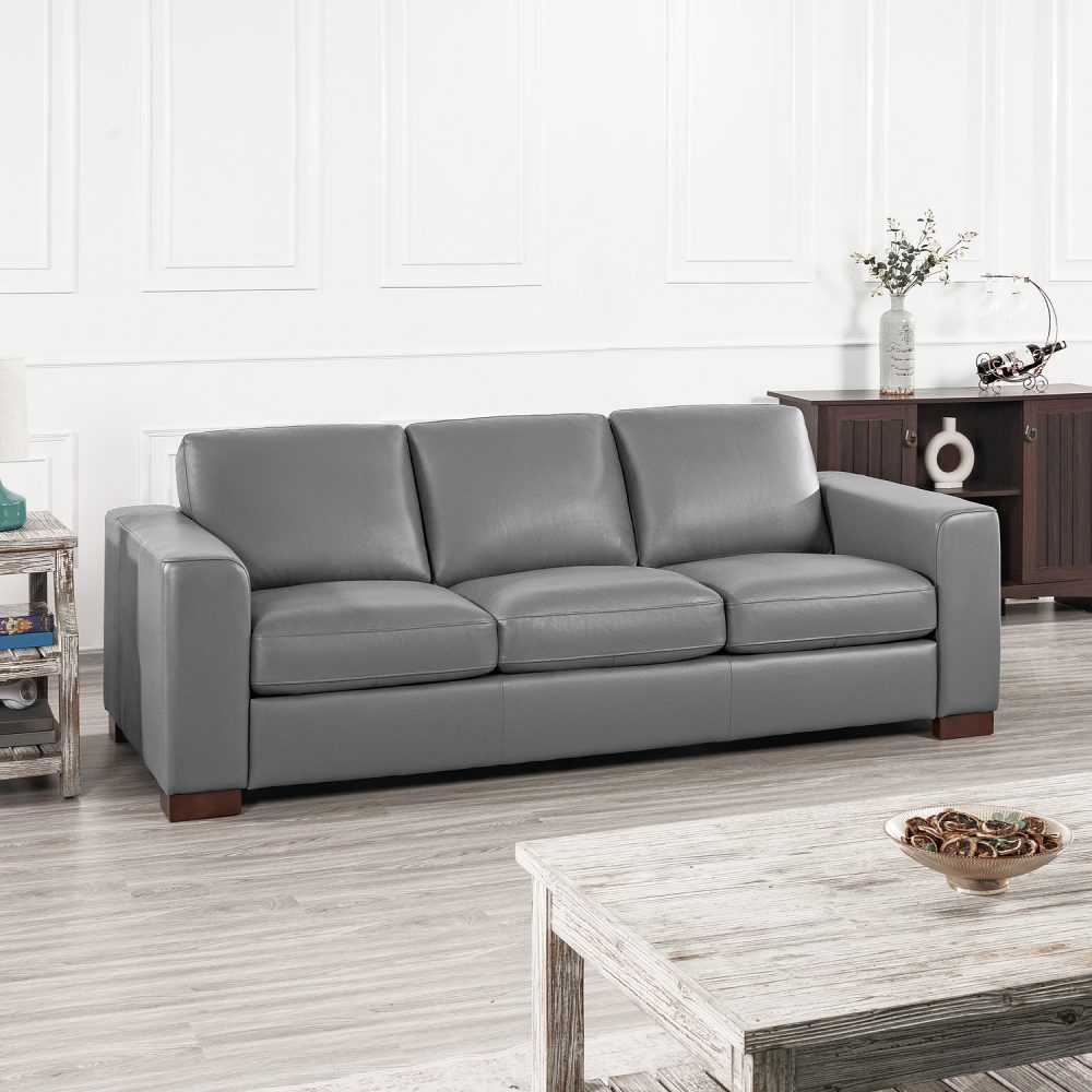 Freya Contemporary Oversized Genuine Leather Sofa Set of 3 by Naomi Home - 8