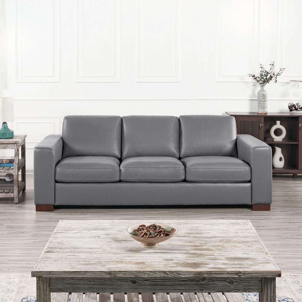 Freya Contemporary Oversized Genuine Leather Sofa Set of 3 by Naomi Home - 9