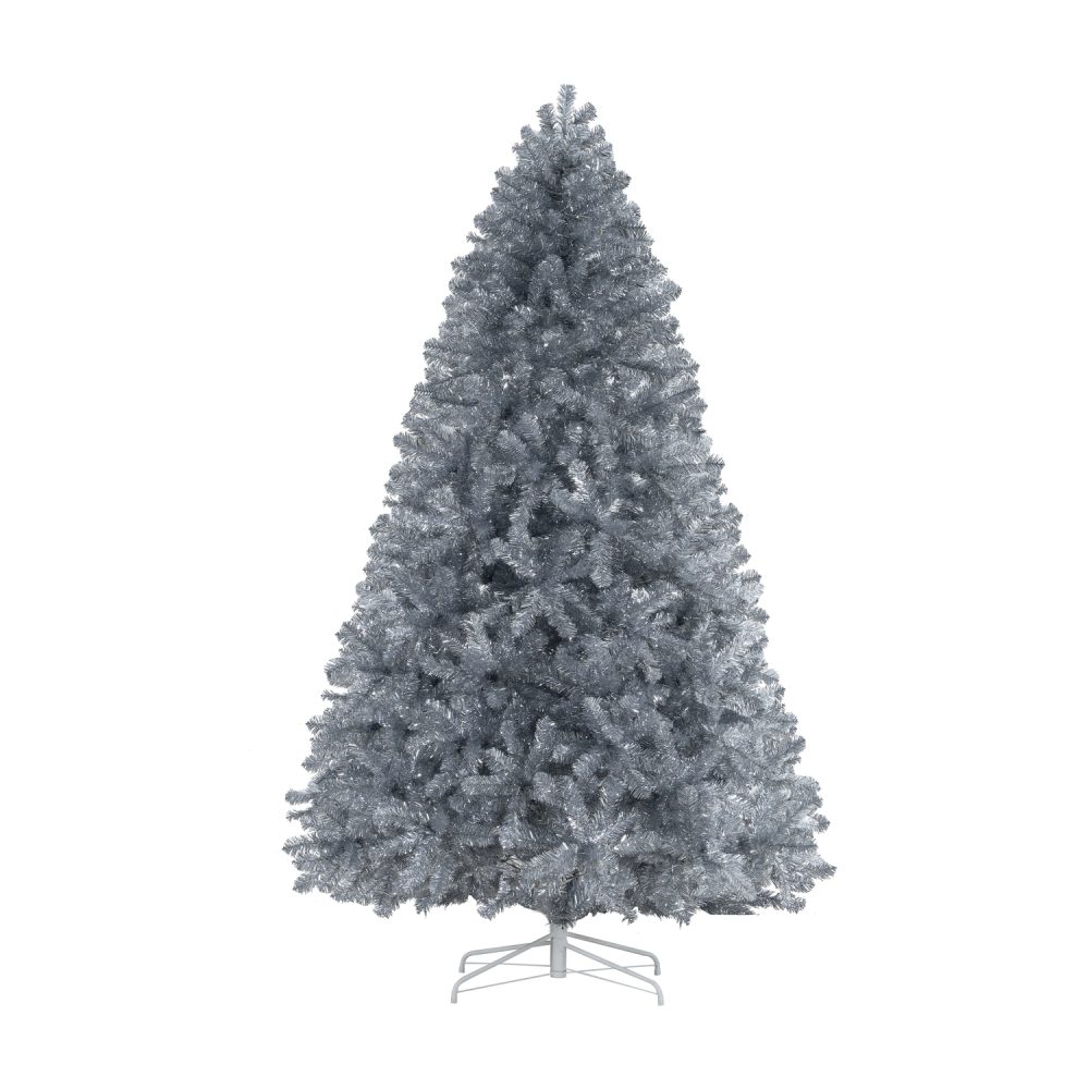 Giselle Silver Prelit Christmas Tree, Realistic Artificial Christmas Tree with Lights by Naomi Home - 10
