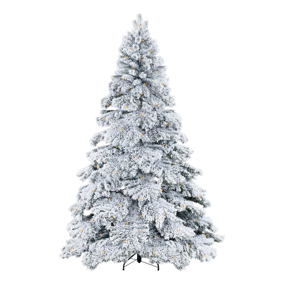 Brittany Snow Flocked Christmas Tree Prelit with 892 Branch Tips, Realistic Nevada Frosted Christmas Tree with Lights by Naomi Home - 11