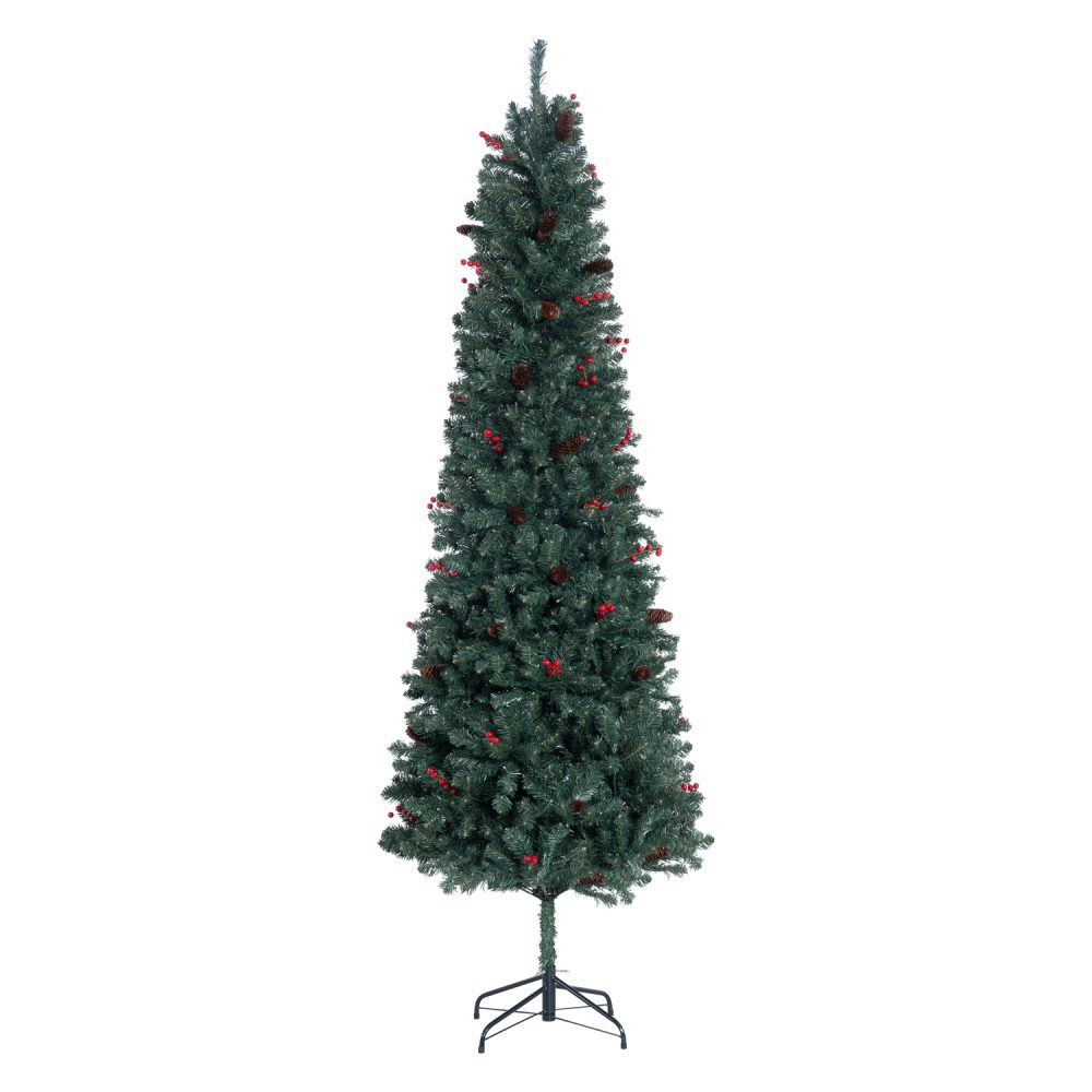 Belen Pencil Christmas Tree Prelit pre-decorated with Pine Cones, Red Berries, Skinny Christmas Tree with Lights by Naomi Home - 5