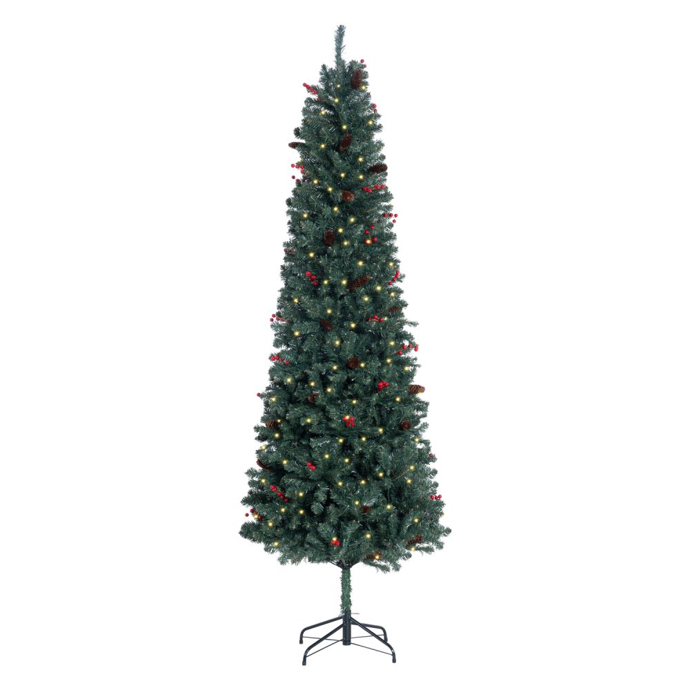 Belen Pencil Christmas Tree Prelit pre-decorated with Pine Cones, Red Berries, Skinny Christmas Tree with Lights by Naomi Home - 6