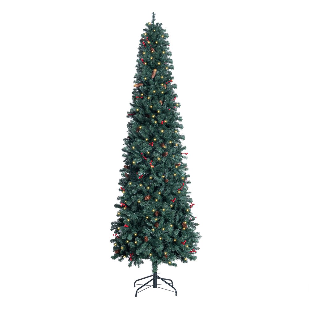 Belen Pencil Christmas Tree Prelit pre-decorated with Pine Cones, Red Berries, Skinny Christmas Tree with Lights by Naomi Home - 15