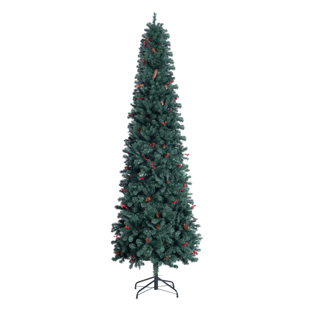 Belen Pencil Christmas Tree Prelit pre-decorated with Pine Cones, Red Berries, Skinny Christmas Tree with Lights by Naomi Home - 16