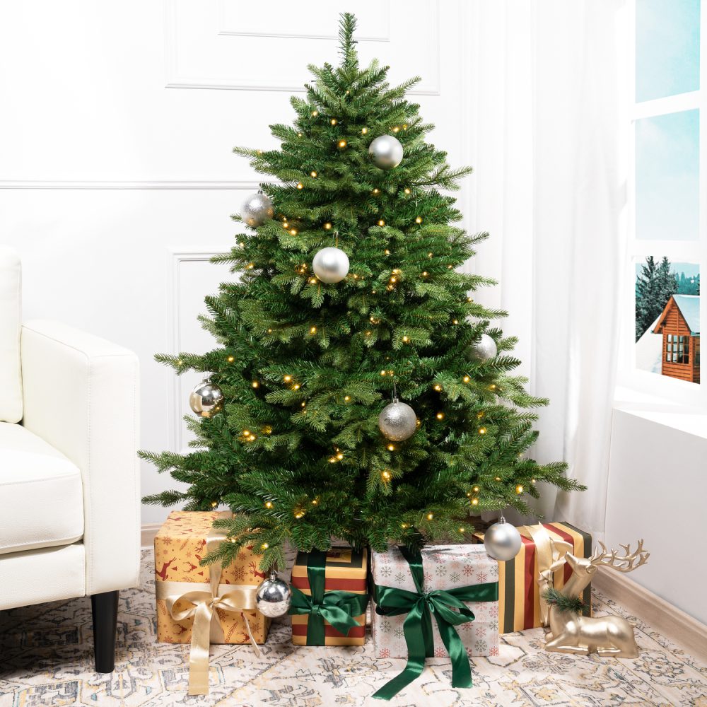 Cynthia Prelit Artificial Christmas Tree, Realistic Rustic Christmas Tree with Lights by Naomi Home - 13