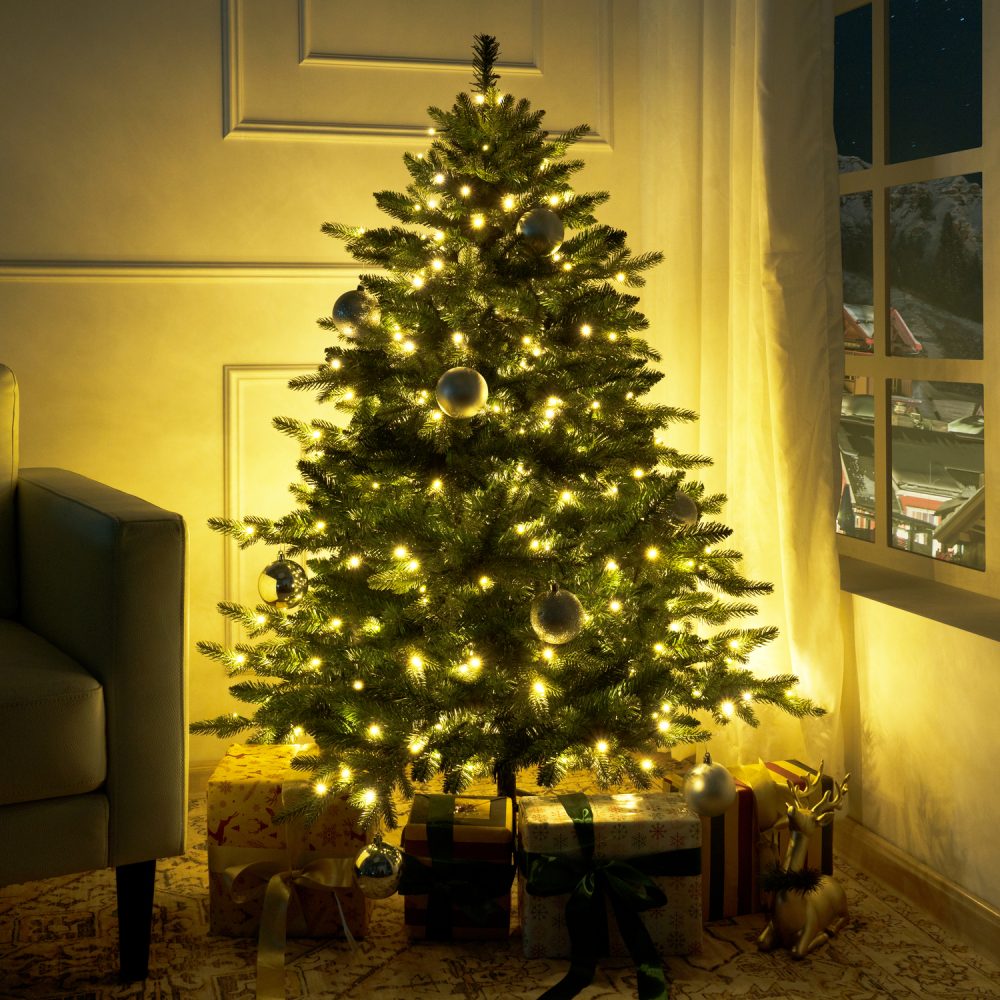 Cynthia Prelit Artificial Christmas Tree, Realistic Rustic Christmas Tree with Lights by Naomi Home - 14