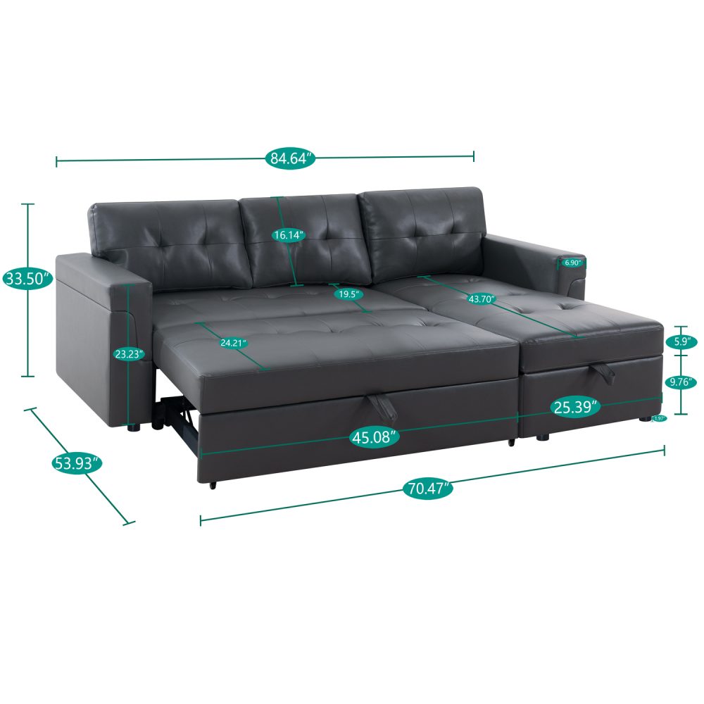 Laura Reversible Sleeper Sectional Sofa with Storage Chaise by Naomi Home - 43