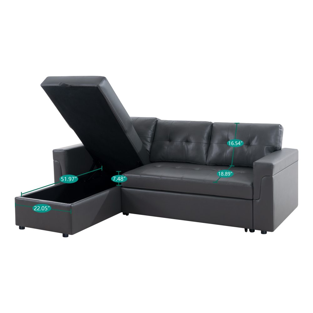 Laura Reversible Sleeper Sectional Sofa with Storage Chaise by Naomi Home - 44