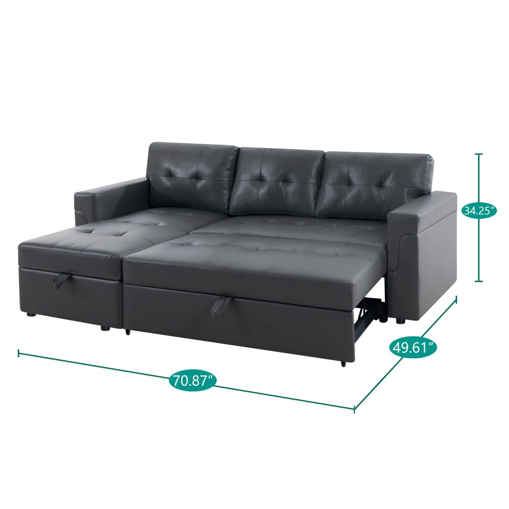 Laura Reversible Sleeper Sectional Sofa with Storage Chaise by Naomi Home - 45