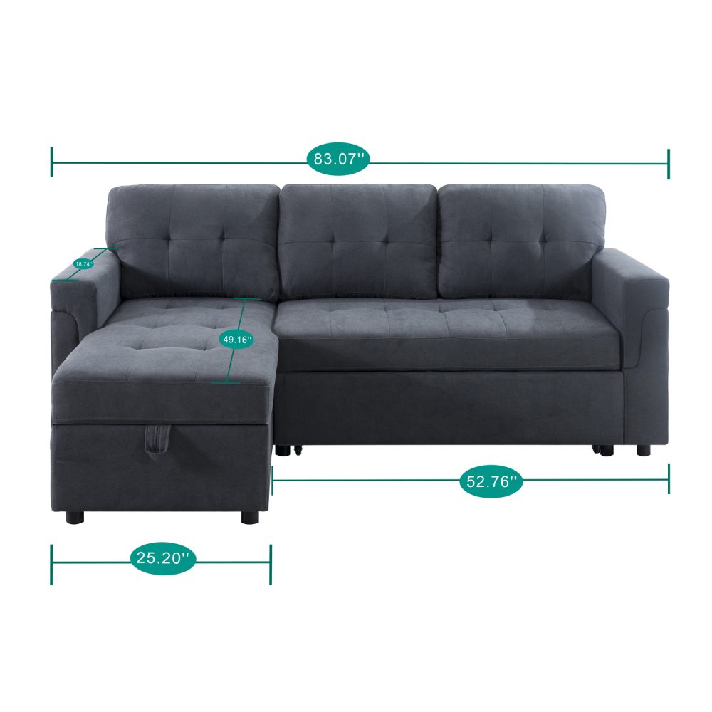 Laura Reversible Sleeper Sectional Sofa with Storage Chaise by Naomi Home - 48