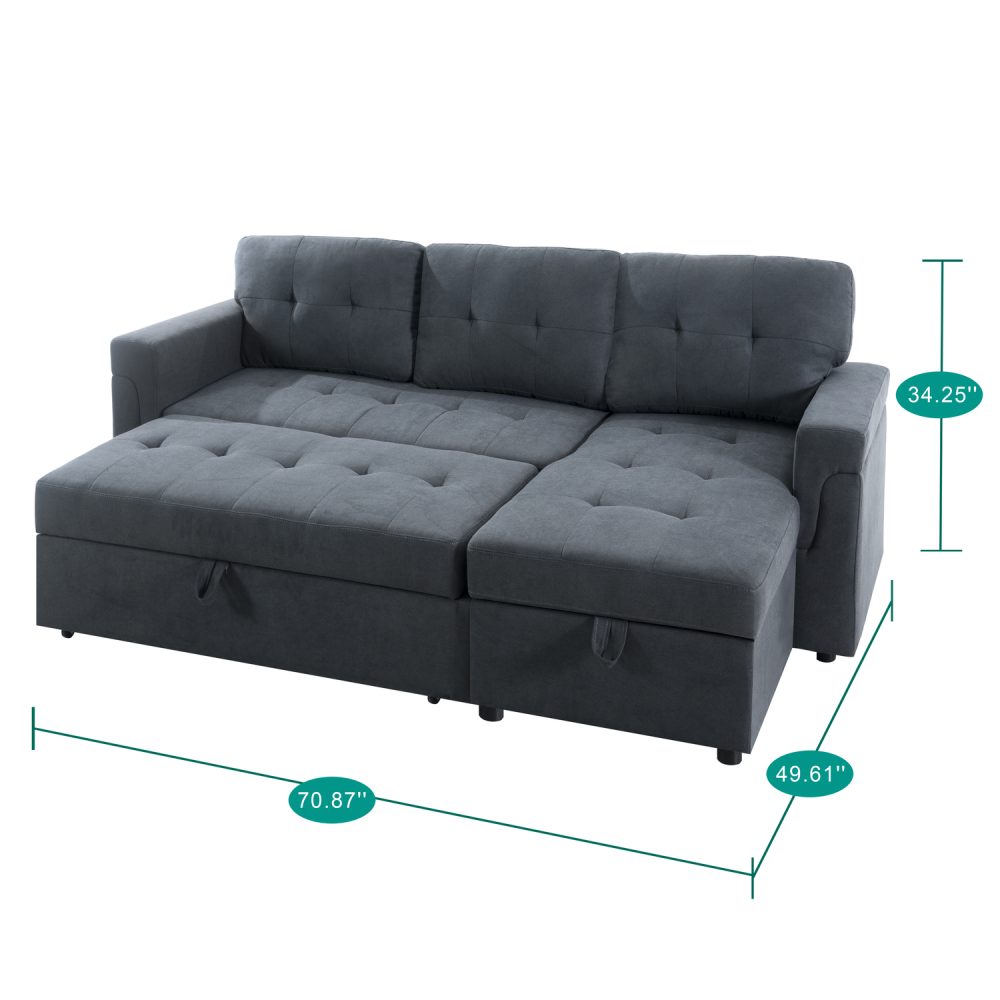 Laura Reversible Sleeper Sectional Sofa with Storage Chaise by Naomi Home - 50