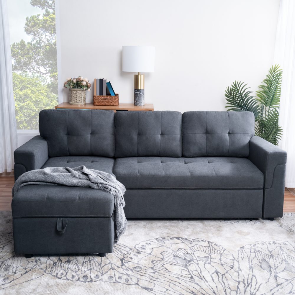 Laura Reversible Sleeper Sectional Sofa with Storage Chaise by Naomi Home - 51