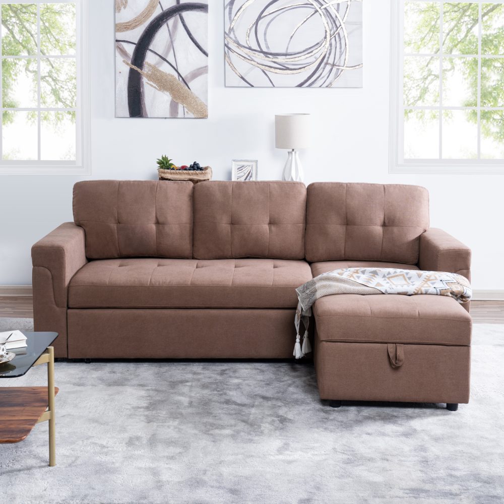 Laura Reversible Sleeper Sectional Sofa with Storage Chaise by Naomi Home - 69