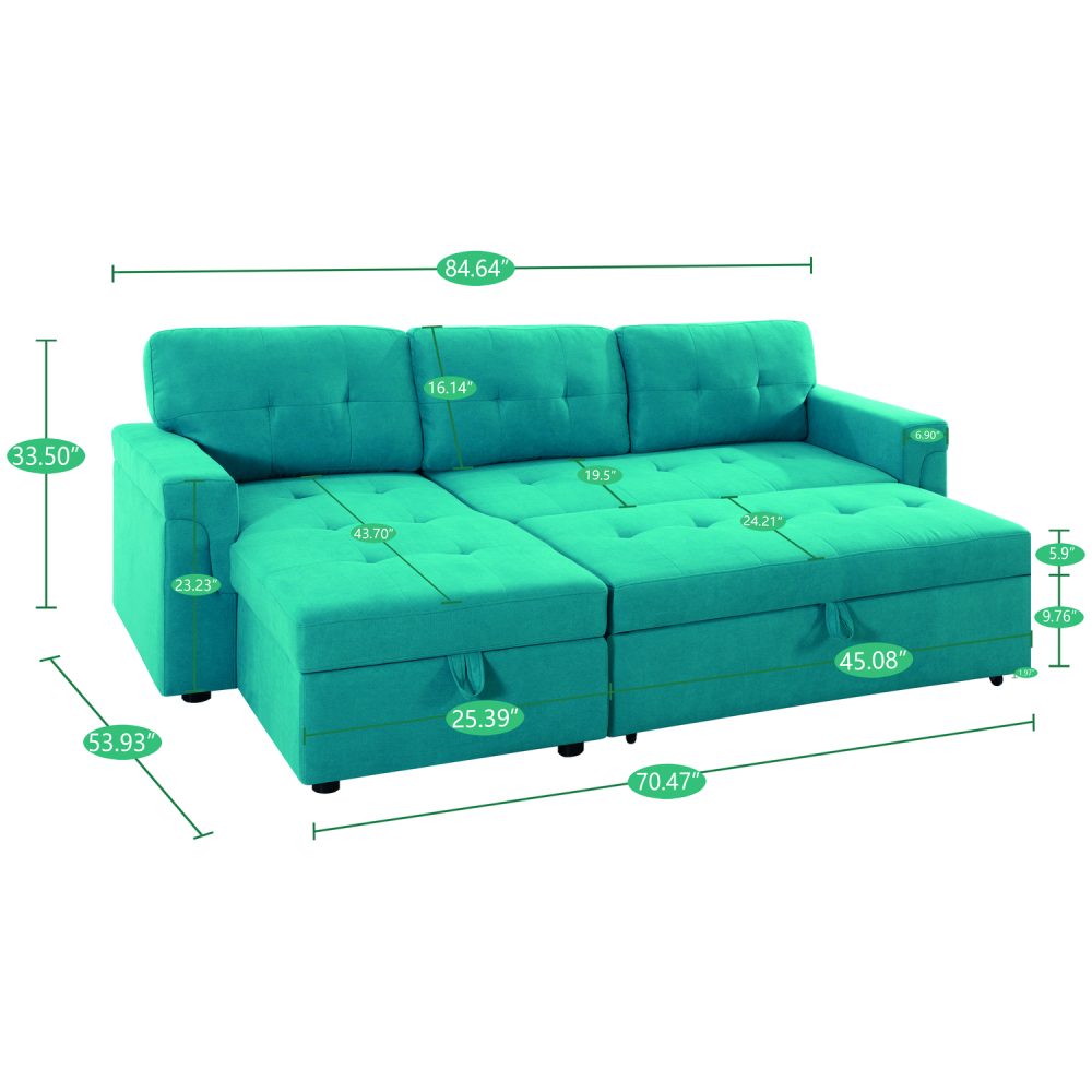 Laura Reversible Sleeper Sectional Sofa with Storage Chaise by Naomi Home - 78