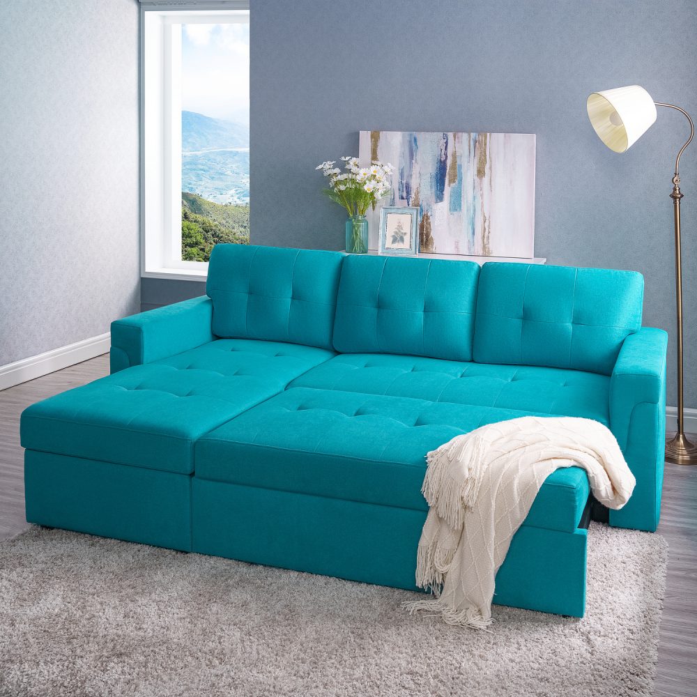 Laura Reversible Sleeper Sectional Sofa with Storage Chaise by Naomi Home - 81