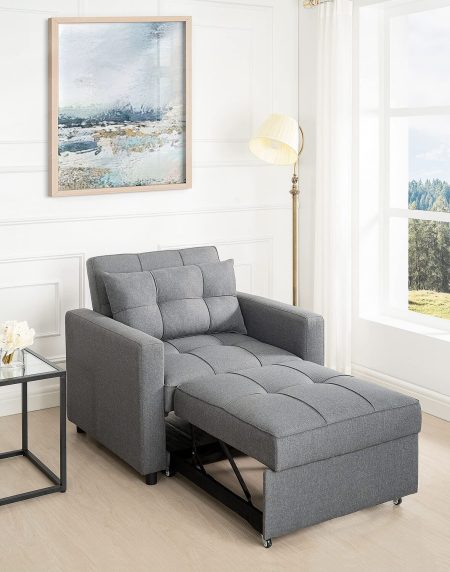 Naomi Home Anna 3 in 1 Foldable Convertible Sleeper Sofa Chair Bed Single